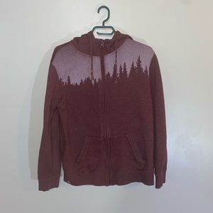 Tentree Zip Up Hoodie Maroon